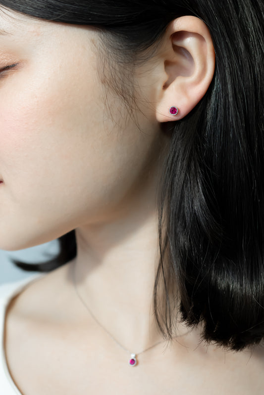 K18WGルビーピアス 5088B-RBW