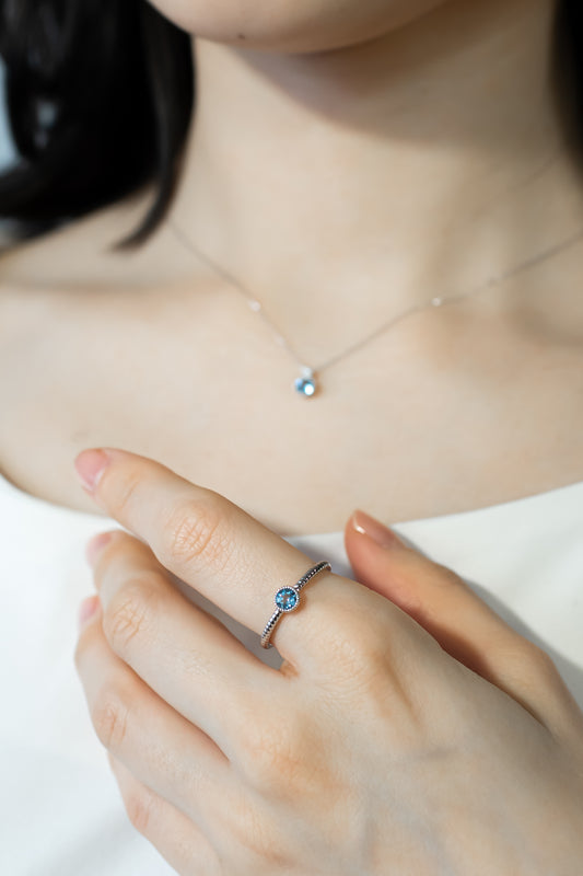 K18WGアクアマリンリング 5094-AQW