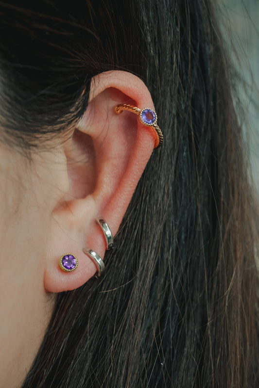 K18PGアメジストイヤーカフ(片耳用) 5094B-AMP