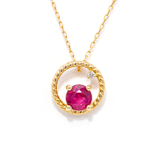 K18YGルビーネックレス 5091-RBK
